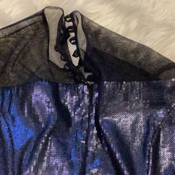 C&M collection exquisite sequins tulle evening dress black navy no tags - Picture 5 of 7